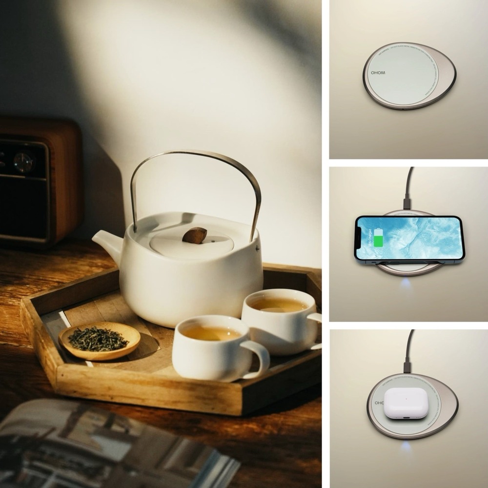 OHOM Leiph Self-heating Teapot Set - Jasmine White - Two Cups - New In Box